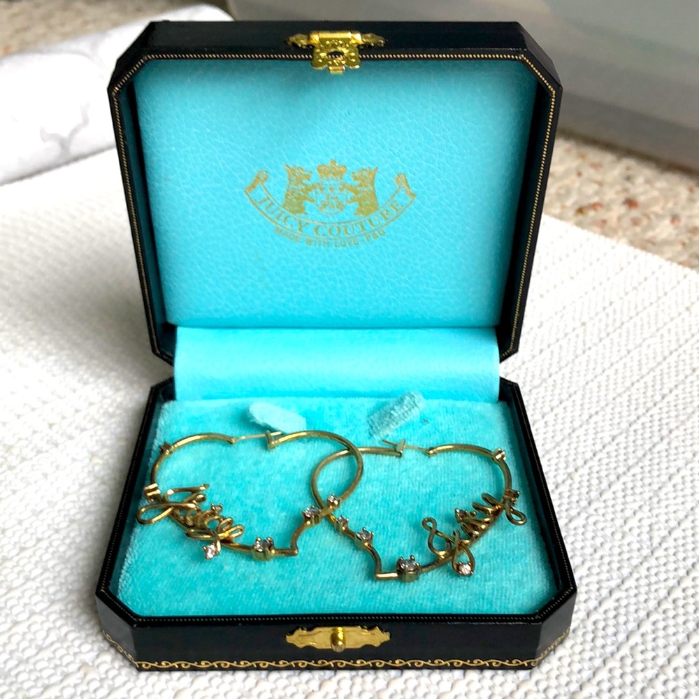 Vintage Juicy Couture gold heart hoop earrings